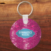 Cute Gymnastic Rocks Pink SPARKLE Sleutelhanger (Voorkant)