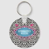 Cute Gymnastic Rocks Pink ZEBRA Sleutelhanger (Voorkant)
