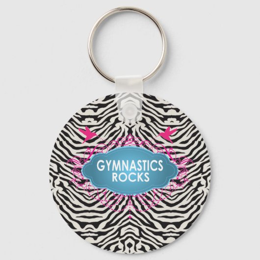 Cute Gymnastic Rocks Pink ZEBRA Sleutelhanger (Voorkant)