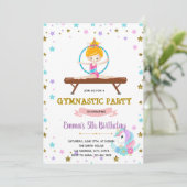 Cute gymnastic unicorn party kaart (Staand voorkant)