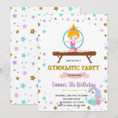 Cute gymnastic unicorn party kaart (Voorkant / Achterkant)