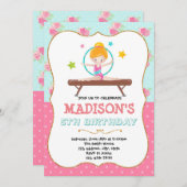 Cute Gymnastic verjaardaguitnodiging Kaart (Voorkant / Achterkant)