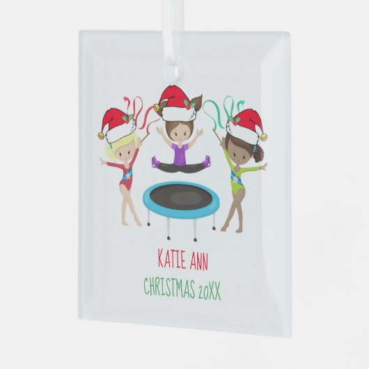 Cute Gymnastics Custom Kinder Gymnast Kerstmis Glas Ornament (Voorkant links)