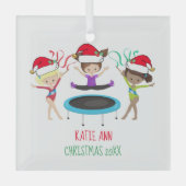 Cute Gymnastics Custom Kinder Gymnast Kerstmis Glas Ornament (Voorkant)