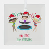 Cute Gymnastics Custom Kinder Gymnast Kerstmis Glas Ornament (Achterkant)