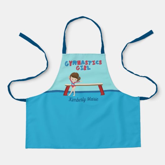 Cute Gymnastics Girl Custom Blue Gymnast Kinder Schort (Voorkant)