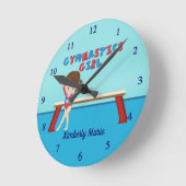 Cute Gymnastics Girl Custom Kinder Gymnast Bedroom Ronde Klok (Hoek)