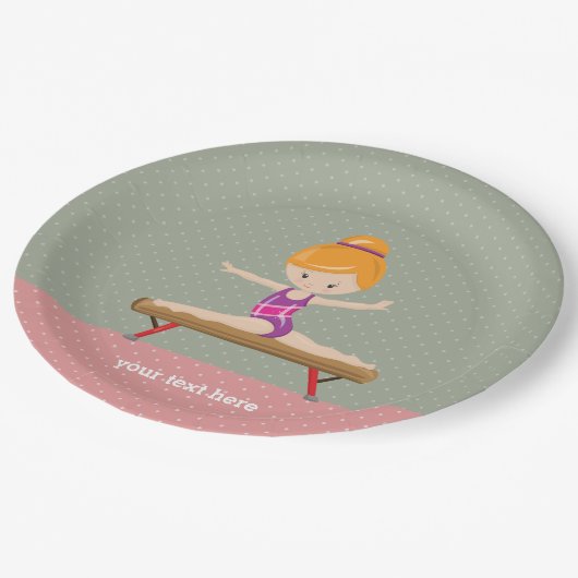 Cute gymnastics girl papieren bordje (Gekanteld)