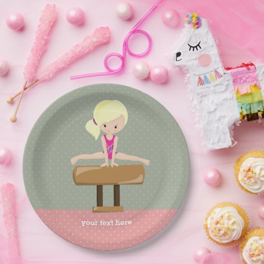 Cute gymnastics girl papieren bordje (Feest)
