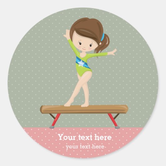 Cute gymnastics girl ronde sticker (Voorkant)