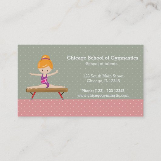 Cute gymnastics girl visitekaartje (Voorkant)