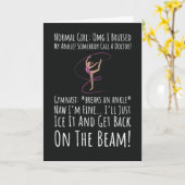 Cute Gymnastics Girls Cards For Her Beam Fun Humor Kaart (Gele Bloem)