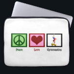 Cute Gymnastics Laptop Sleeve<br><div class="desc">Een  vredesteken,  hart,  en een gymnast die een stunt op de straal uitvoert. Peace Love Gymnastics</div>