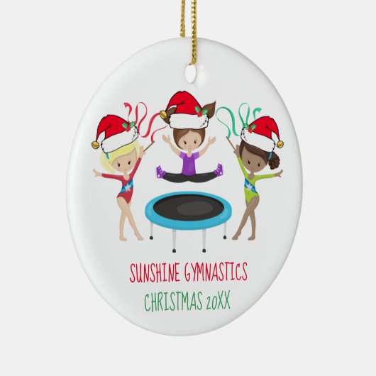 Cute Gymnastics met kerstmis Custom Gymnast Club Keramisch Ornament (Rechts)