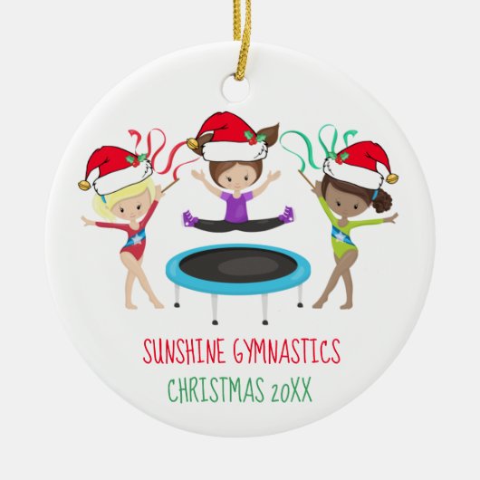 Cute Gymnastics met kerstmis Custom Gymnast Club Keramisch Ornament (Voorkant)