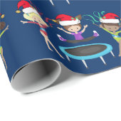 Cute Gymnastics met kerstmis Gymnast Girls Blue Cadeaupapier (Rol Hoek)