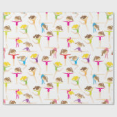 Cute Gymnasts Wrapping Paper Cadeaupapier (Vlak)
