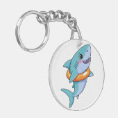 Cute Haai Baby Met Float | Kinderen Sleutelhanger (Voorkant Links)