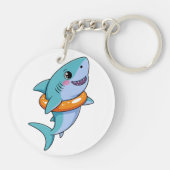 Cute Haai Baby Met Float | Kinderen Sleutelhanger (Achterkant)
