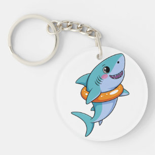 Cute Haai Baby Met Float Kinderen Sleutelhanger