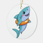 Cute Haai Baby Met Vlot | Kinderen Keramisch Ornament (Links)