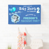Cute Haai Blauwe Ballonnen Verjaardagsfeestje Spandoek (Insitu)