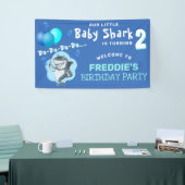 Cute Haai Blauwe Ballonnen Verjaardagsfeestje Spandoek (Beurs)