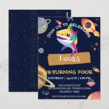 Cute Haai regenboog Galaxy ruimte verjaardagsfeest