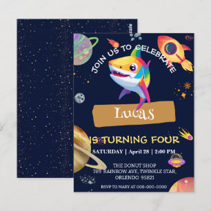 Cute Haai regenboog Galaxy ruimte verjaardagsfeest Briefkaart