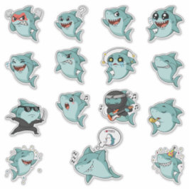 Cute Haaien Emoji Sticker Pack