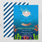 Cute haaien verjaardagsuitnodiging kaart (Voorkant / Achterkant)