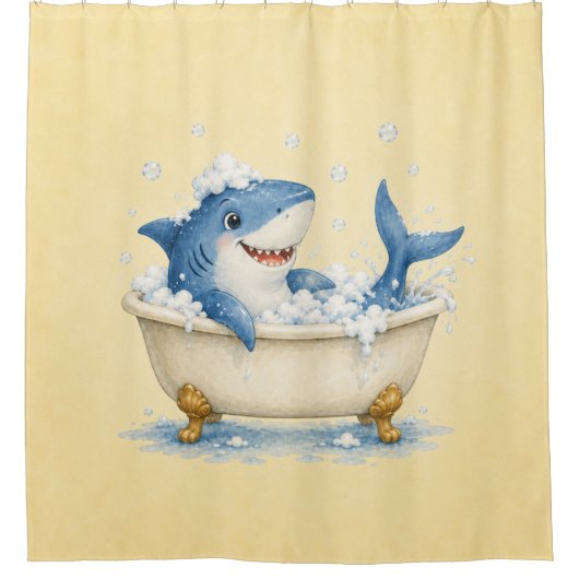 Cute Haaienbad Waterverf Douchegordijn (Voorkant)