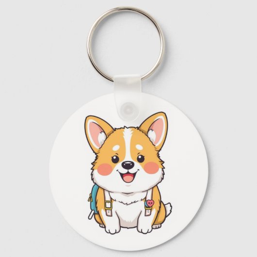 Cute Hachiko Akita Inu Loyal Dog Japan Sleutelhanger (Voorkant)