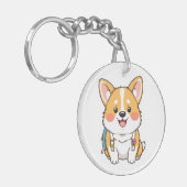 Cute Hachiko Akita Inu Loyal Dog Japan Sleutelhanger (Voorkant Links)