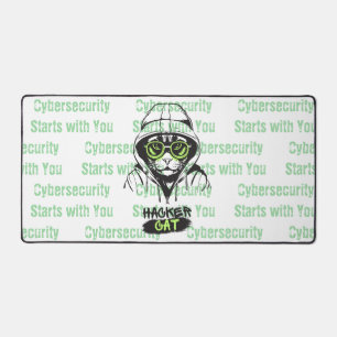 Cute Hacker Kat Illustratie – Cybersecurity cadeau Bureaumat