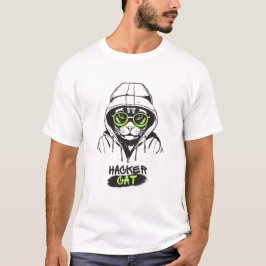 Cute Hacker Kat Illustratie – Cybersecurity cadeau T-shirt