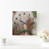 Cute Haflinger Horse Face Animal Vierkante Klok (Huis)