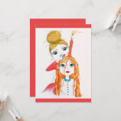 Cute Haircut Whimsical Art Illustratie Kaart (Voorkant / Achterkant in situ)