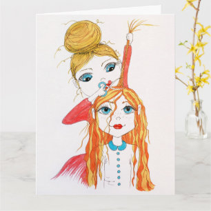 Cute Haircut Whimsical Art Illustratie Kaart