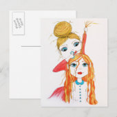 Cute Haircut Whimsical Art Illustration Briefkaart (Voorkant / Achterkant)