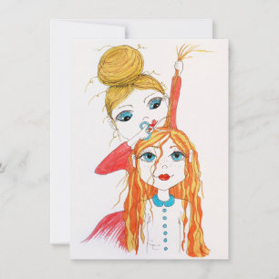 Cute Haircut Whimsical Art Illustration Kaart