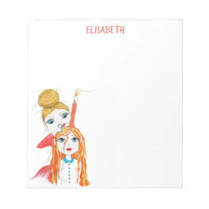 Cute Haircut Whimsical Illustralized Personalized Notitieblok