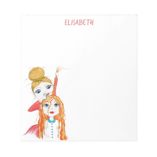 Cute Haircut Whimsical Illustralized Personalized Notitieblok (Voorkant)
