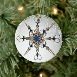 Cute Hairdresser hair stylist Snowflake schaar Keramisch Ornament