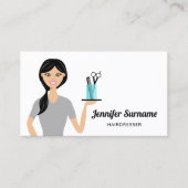 Cute Hairdresser Woman Illustration Hair Stylist Visitekaartje (Voorkant)