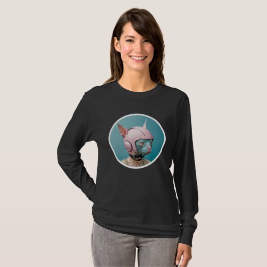 Cute Hairless Cate Pop Pilot T-shirt (Voorkant volledig)