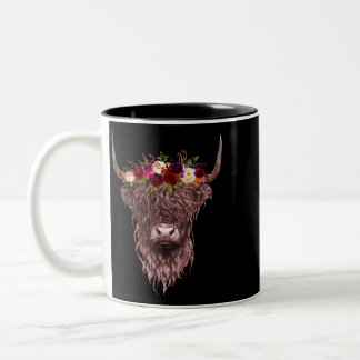 Cute Hairy Scottish Highland Koe Highland Hairy Co Tweekleurige Koffiemok