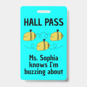 Cute Hall Pass Bumble Bee Team Spirit Badge (Achterkant)