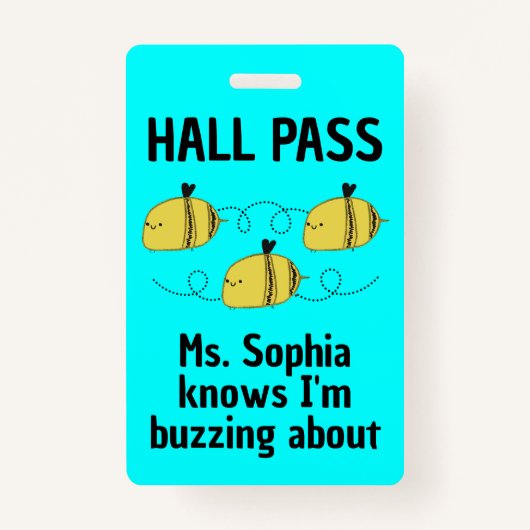 Cute  Hall Pass Bumble Bee Team Spirit Badge (Voorkant)