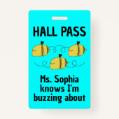 Cute  Hall Pass Bumble Bee Team Spirit Badge (Achterkant)